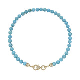 Turquoise Bead Chain With Diamond Jump-Rings