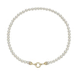 Pearl Bead Necklace with Diamond Jump-Rings