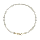 Pearl Bead Necklace with Diamond Jump-Rings