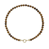 Tiger's Eye Bead Chain With Diamond Jump-Rings