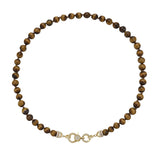 Tiger's Eye Bead Chain With Diamond Jump-Rings