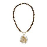 Tigers Eye Bead Chain With Legacy Mother Of Pearl Lucky Horse Pendant