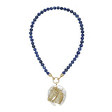 Lapis Bead Chain With Legacy Mother Of Pearl Lucky Horse Pendant