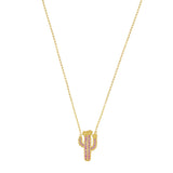 Pink Sapphire Cactus Charm Necklace