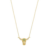 Texas Turquoise Longhorn Charm Necklace
