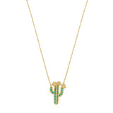Emerald and Turquoise Cactus Charm Necklace
