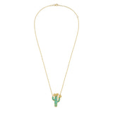 Emerald and Turquoise Cactus Charm Necklace
