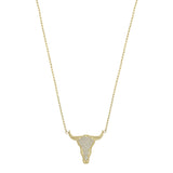 Diamond Texas Longhorn Charm Necklace