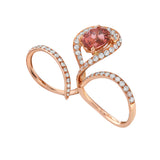 Wildflower Peach Tourmaline Double Cocktail Ring