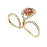 Wildflower Peach Tourmaline Double Cocktail Ring