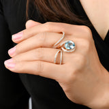 Wildflower Aquamarine Double Cocktail Ring