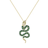 Nouvelle Diamond and Enamel Serpent Charm Necklace