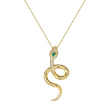 Nouvelle Emerald Satin Serpent Charm Necklace