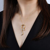 Nouvelle Brown Diamond Serpent Charm Necklace