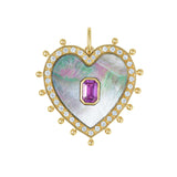 Lucia Pink Sapphire And Gray Mother Of Pearl Heart Charm