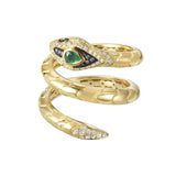 Nouvelle Emerald and Brown Diamond Satin Serpent Coil Ring