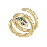 Nouvelle Emerald and Brown Diamond Satin Serpent Coil Ring