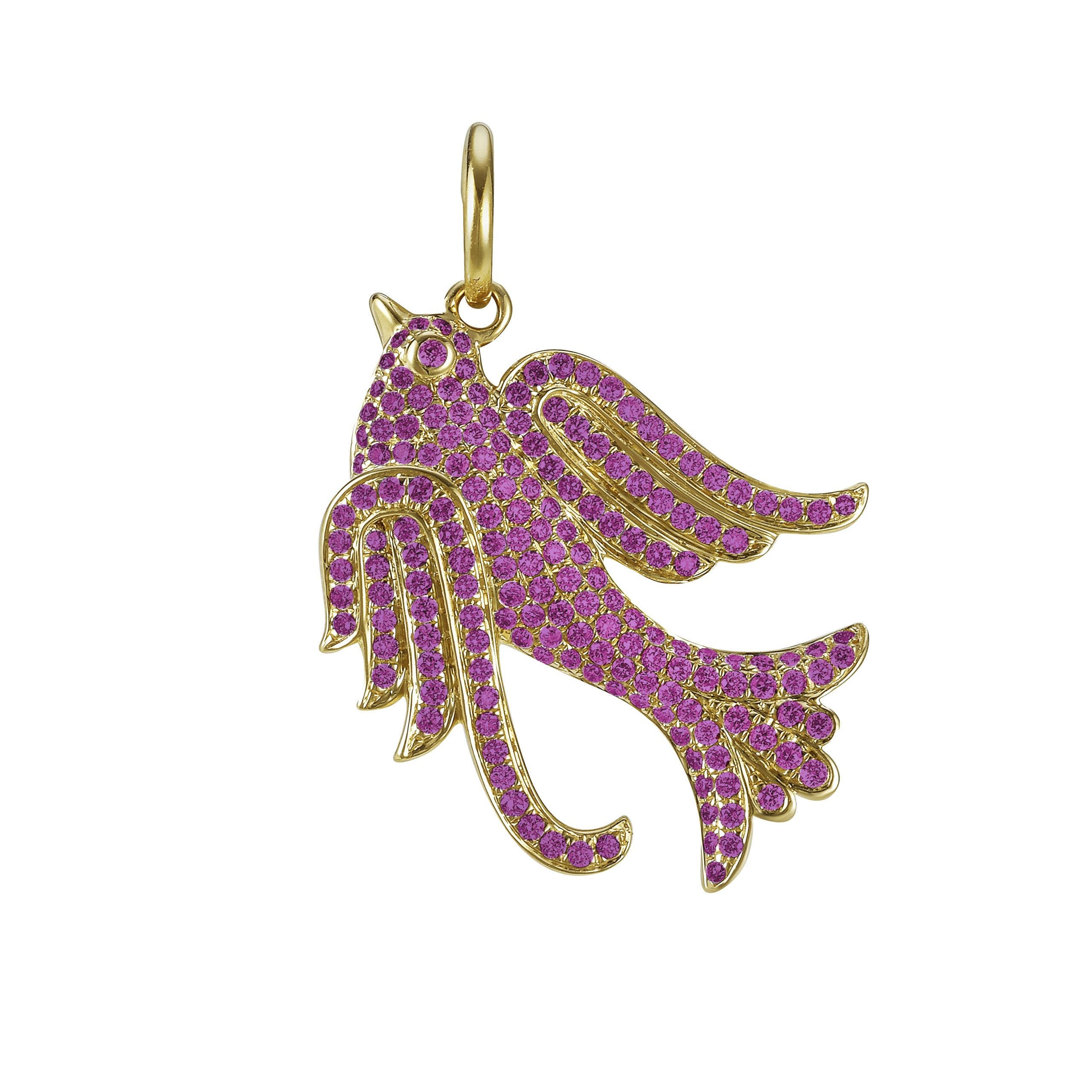 Lovey Baby Bird Pink Sapphire Charm