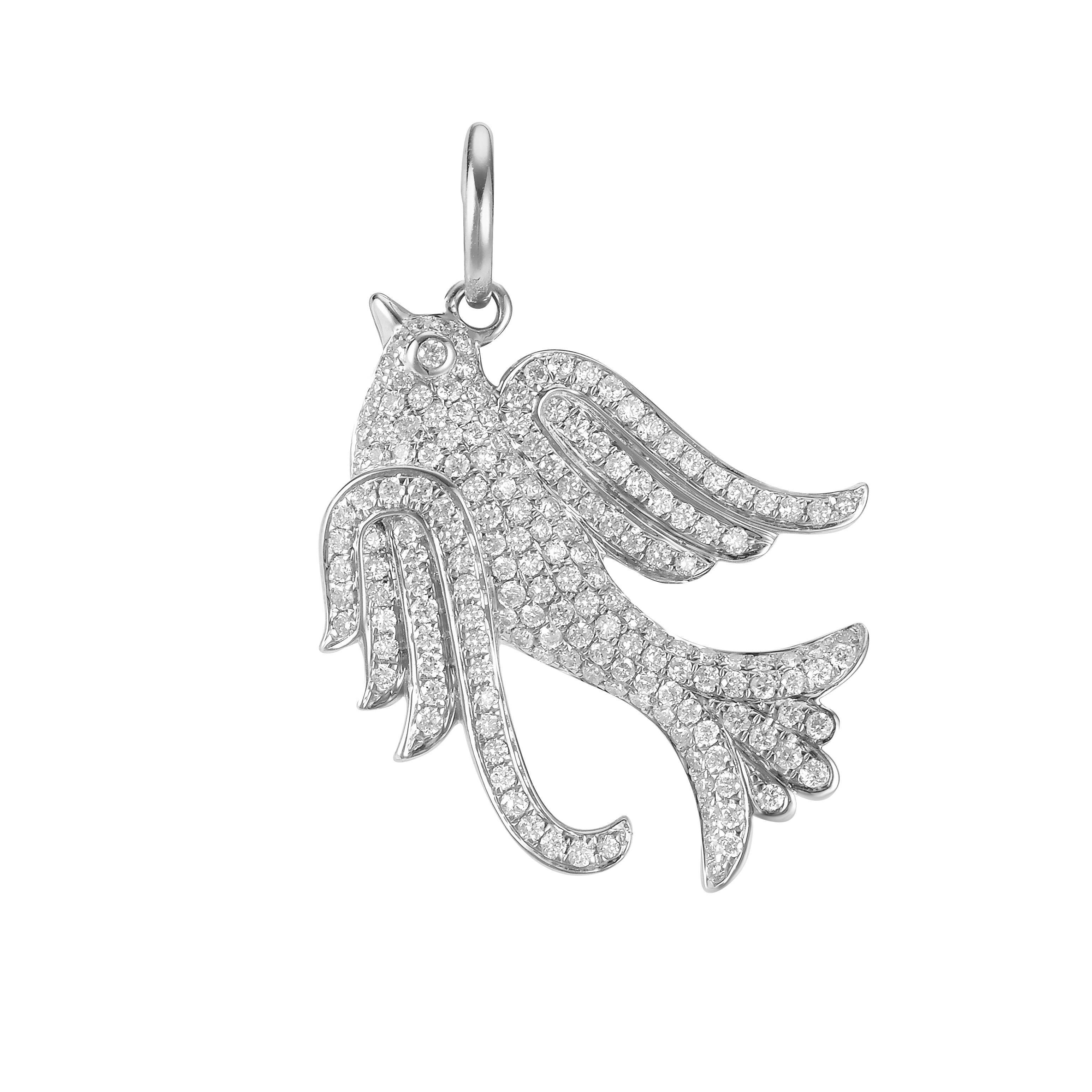 Lovey Baby Bird Diamond Charm in White Gold