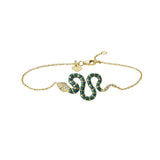 Nouvelle Diamond and Enamel Serpent Charm Bracelet