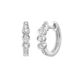 Triple Bezel Diamond Huggie Earrings