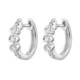 Triple Bezel Diamond Huggie Earrings