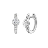 Diamond Halo Huggie Earrings