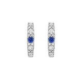 Single Sapphire And Diamond Huggie Earrings