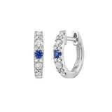 Single Sapphire And Diamond Huggie Earrings