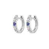 Single Sapphire And Diamond Huggie Earrings