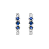 Triple Bezel Sapphire And Diamond Huggie Earrings