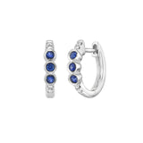 Triple Bezel Sapphire And Diamond Huggie Earrings