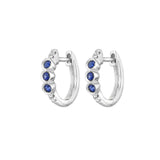 Triple Bezel Sapphire And Diamond Huggie Earrings