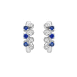 Bezel Diamond And Sapphire Huggie Earrings