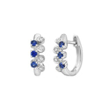 Bezel Diamond And Sapphire Huggie Earrings