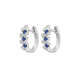 Bezel Diamond And Sapphire Huggie Earrings