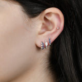 Bezel Diamond And Sapphire Huggie Earrings