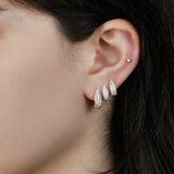 Chunky Pavé Domed Huggie Earrings