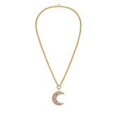 Måneskin Pink Sapphire Moon Charm Rolo Necklace