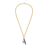 Wings of Love Sapphire Swallow Charm Rolo Necklace