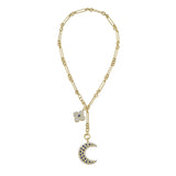 Måneskin Moon Charm & Flora Diamond Charm Trombone Necklace