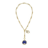 Starry Night Lapis Medallion & Lovey Baby Bird Trombone Necklace