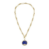 Starry Night Lapis Medallion Trombone Necklace