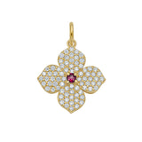 Flora Diamond & Ruby Center Flower Charm