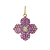 Flora Pink Sapphire Flower Charm