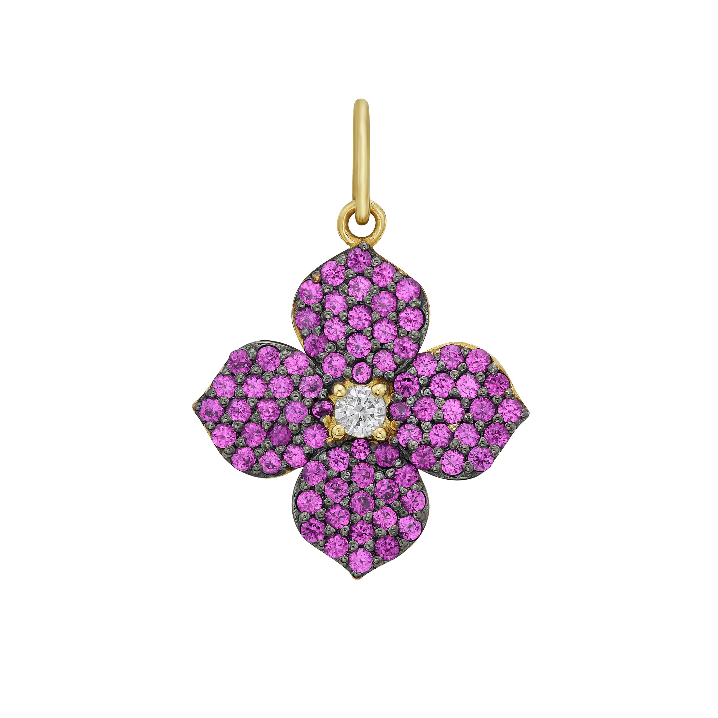 Flora Pink Sapphire Flower Charm