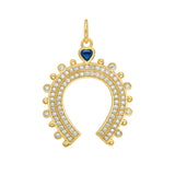 Lucky Sapphire Heart Horseshoe Charm