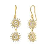 Lumière Diamond Double Sun Drop Dangle Earrings