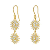 Lumière Diamond Double Sun Drop Dangle Earrings