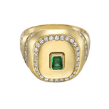 Victoire Art Deco Emerald Swirl Signet Ring